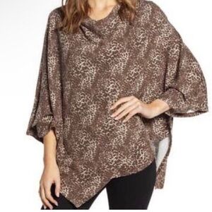Bobeau leopard poncho‎ medium NWT